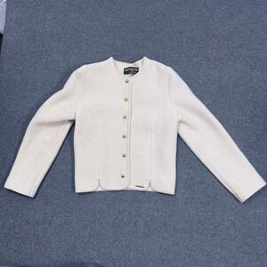Geiger Tyrol Austria Pure New Wool Cropped Jacket Cardigan Sz 36